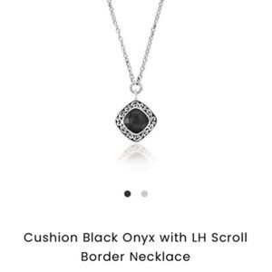 Silver 925 Black Onyx Scroll Border Necklace by Lois Hill